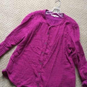 Collar-less button down shirt